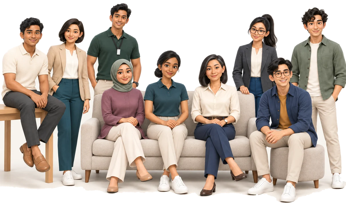 The nine of them, seated together